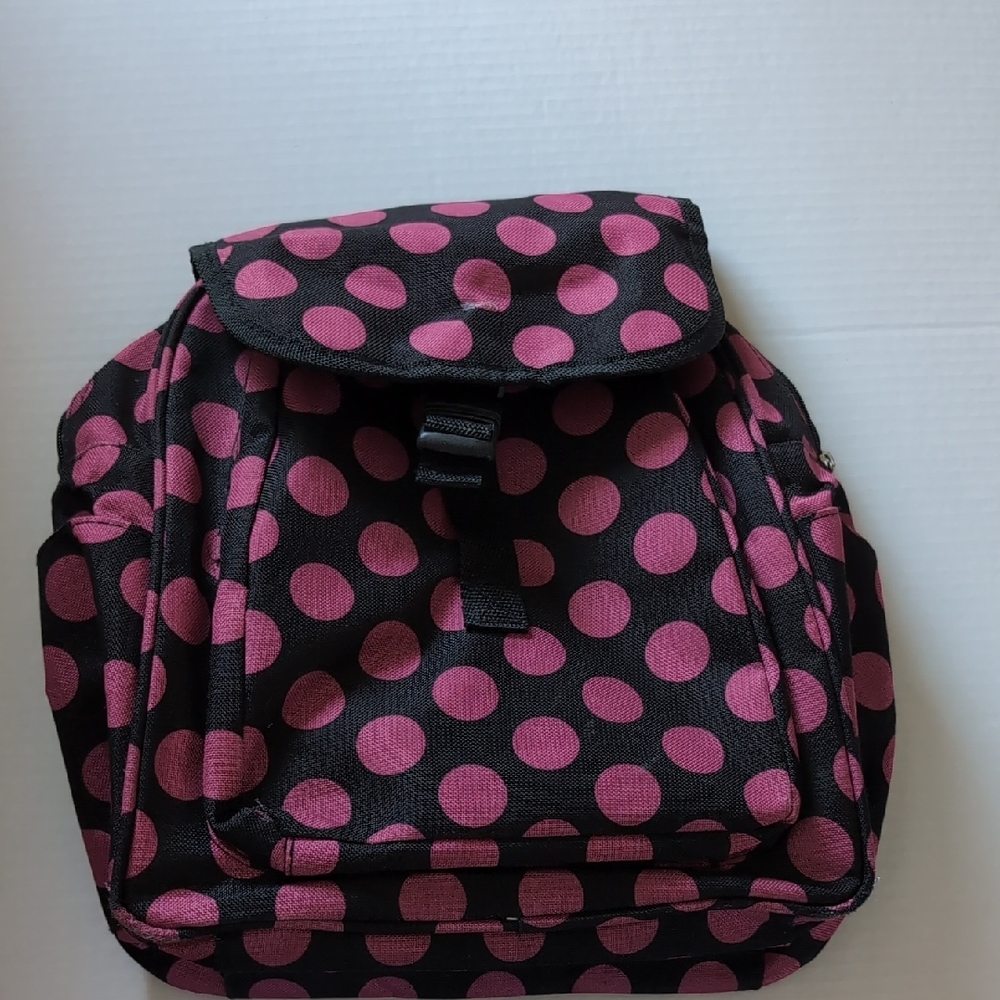 Chic Black and Pink Polka Dot Backpack
